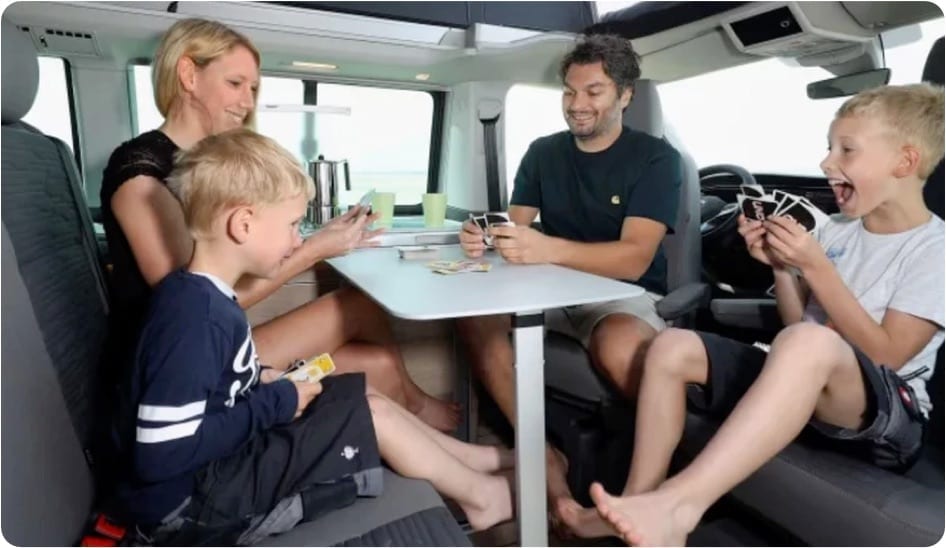 A family enjoying a holiday in a Southampton rented campervan.