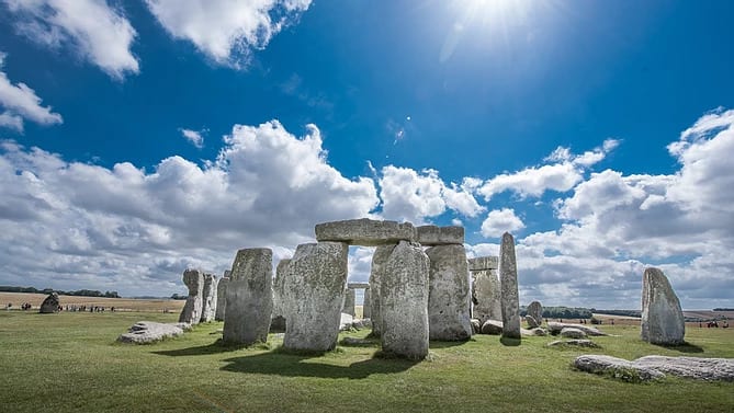 A photograph of Stonehenge, Wiltshire.
